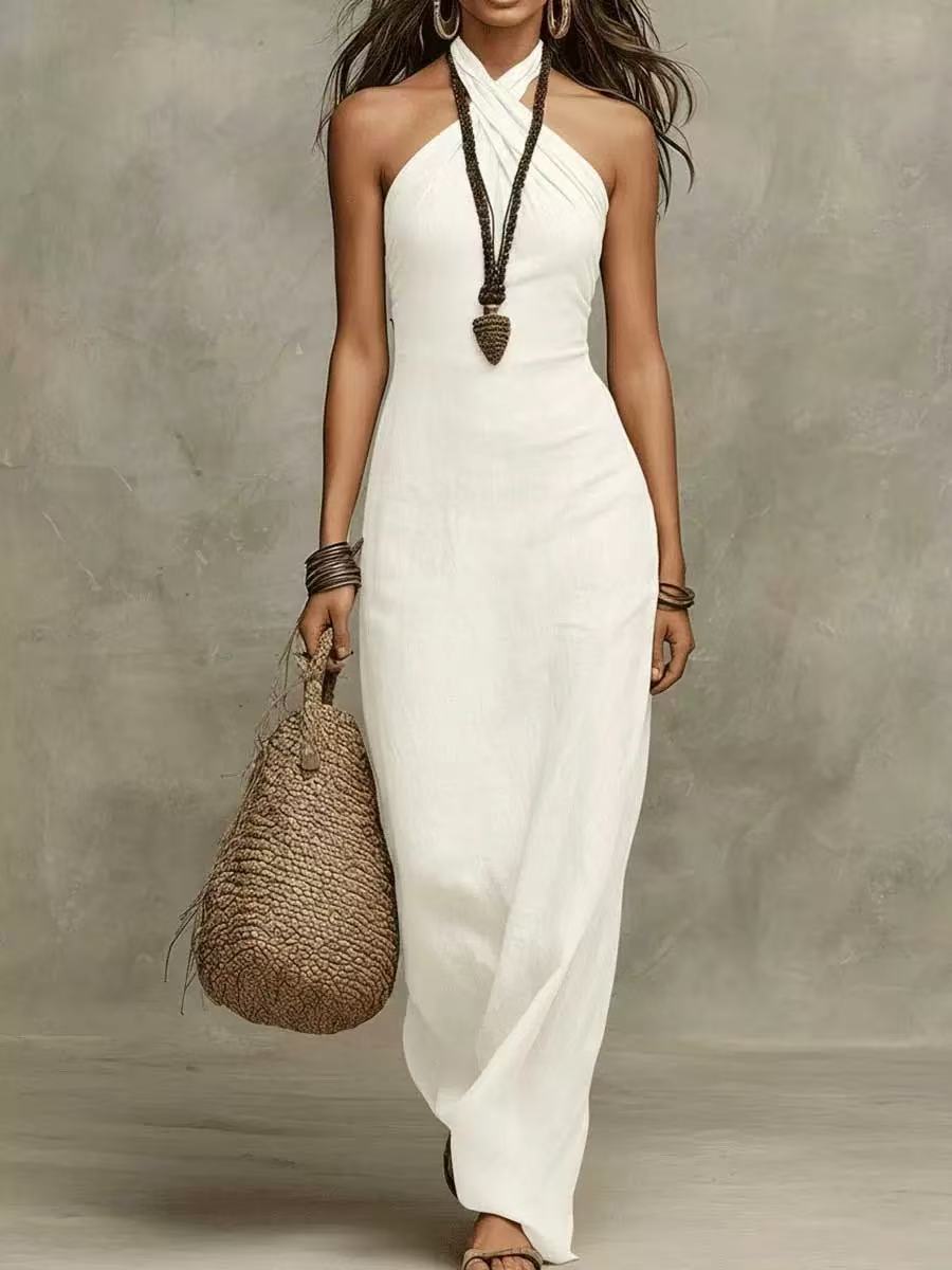 Vestido Maxi Halter Entallado