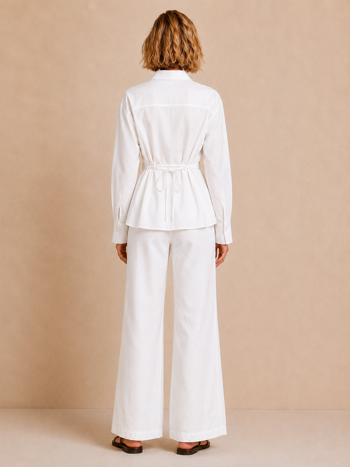 Conjunto Camisa con Recortes y Pantalón Wide-Leg