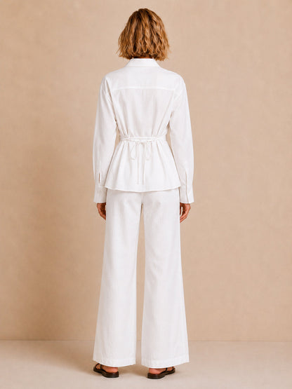 Conjunto Camisa con Recortes y Pantalón Wide-Leg