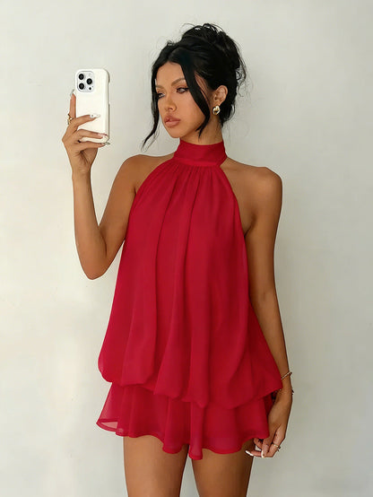 Vestido Mini Halter de Gasa