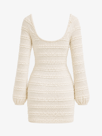 Vestido Mini Espalda Descubierta con Textura
