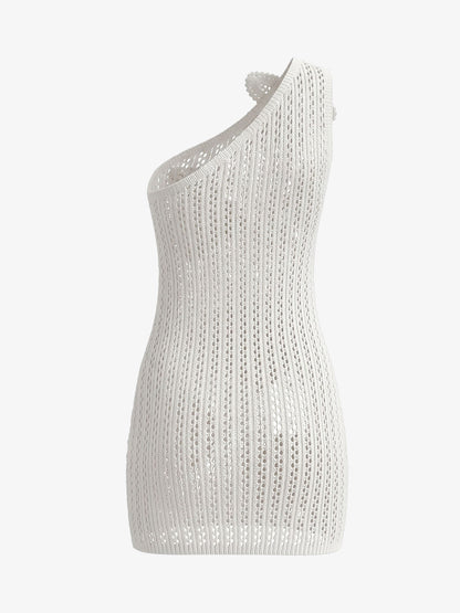 Vestido Mini Crochet de Un Hombro