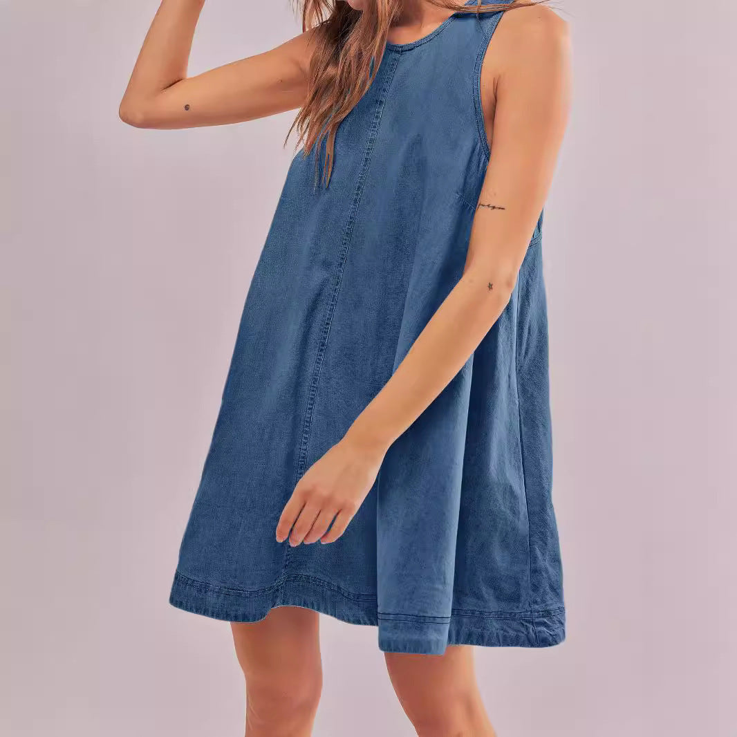 Vestido Mini Denim Espalda Descubierta