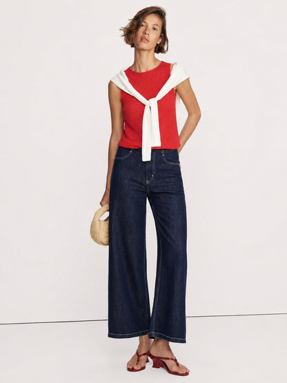 Jeans Rectos Cropped Tiro Alto