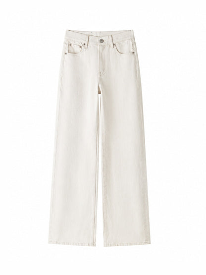 Jeans Anchos Tiro Alto de Algodón