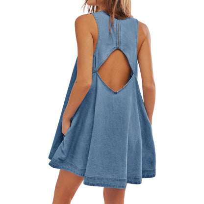 Vestido Mini Denim Espalda Descubierta