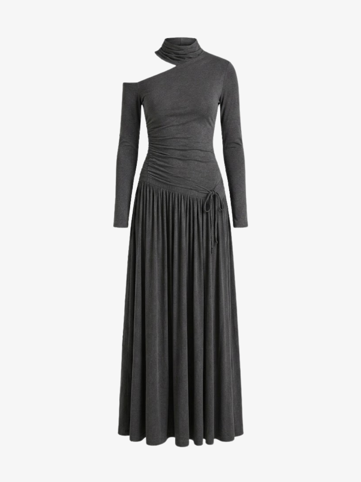 Vestido Maxi Drapeado de Un Hombro