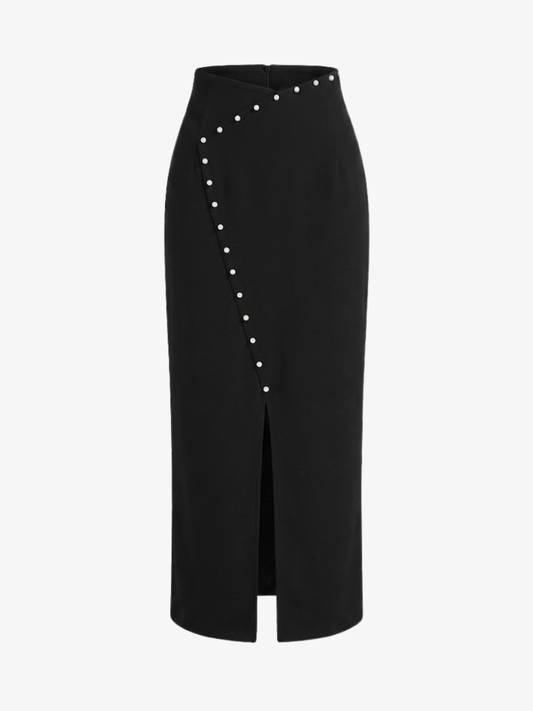 Falda Midi Tachas Abertura Asimétrica