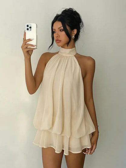 Vestido Mini Halter de Gasa