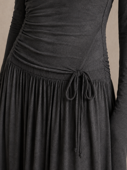 Vestido Maxi Drapeado de Un Hombro