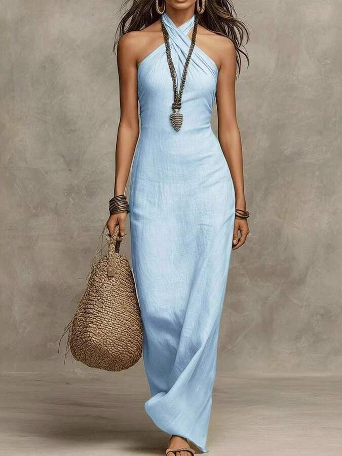 Vestido Maxi Halter Entallado